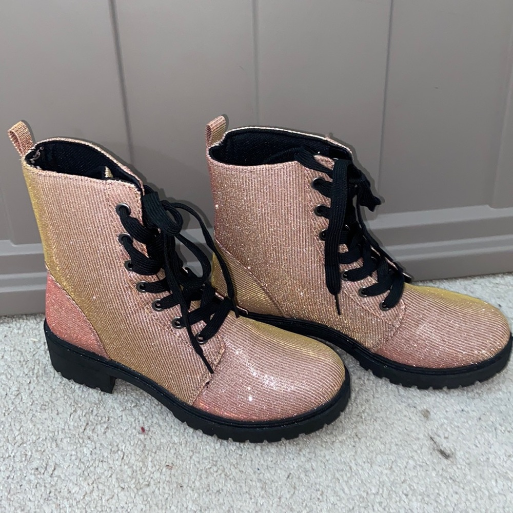 NWOT Rose Gold Combat Boots